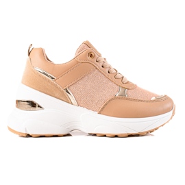 Diamantique Sneakers alla moda sulla piattaforma beige