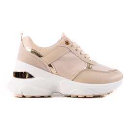 Diamantique Sneakers alla moda sulla piattaforma beige