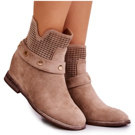 S.Barski Stivali primaverili da donna traforati Beige Royale