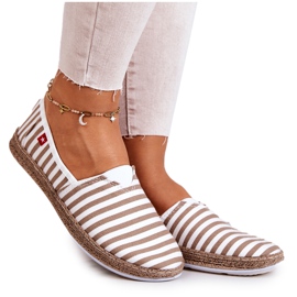 Espadrillas da donna Big Star Slip-on Stripes FF276029 Beige bianco