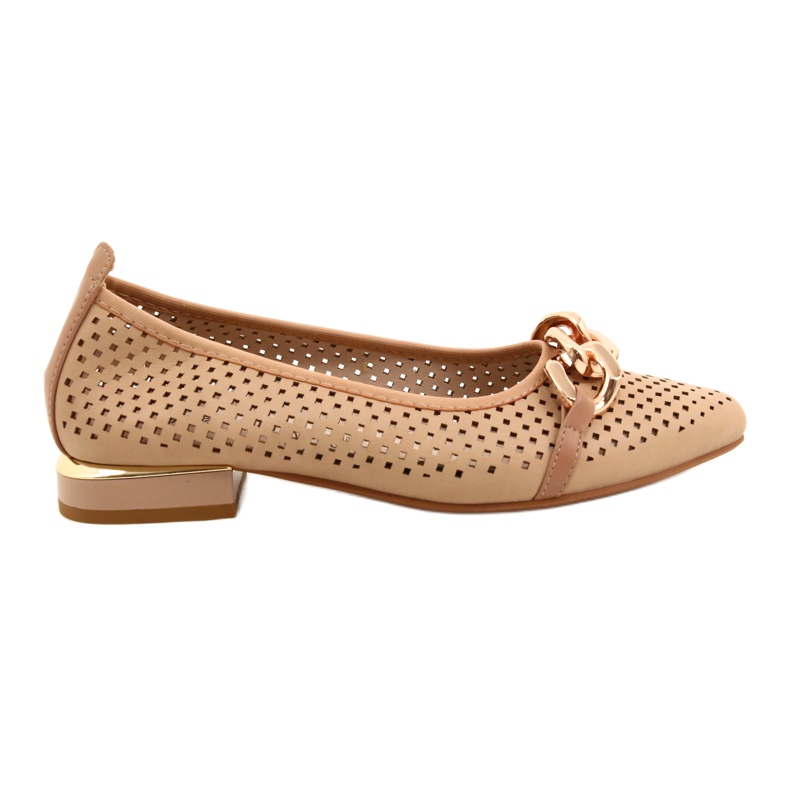 M.Daszyński Ballerine traforate con catena Daszyński SA201-6 Beige-oro