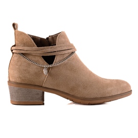 Filippo Stivaletti In Pelle Scamosciata Con Catena Decorativa marrone