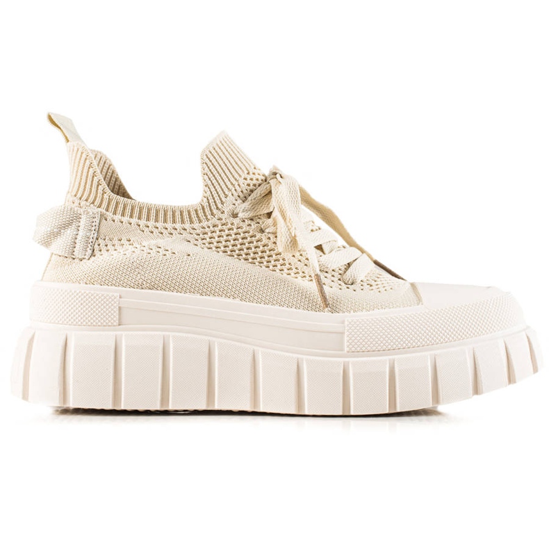 TRENDI Sneakers traforate sulla piattaforma beige