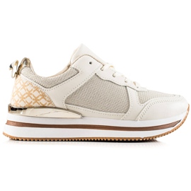 Diamantique Sneakers Beige Con Rete