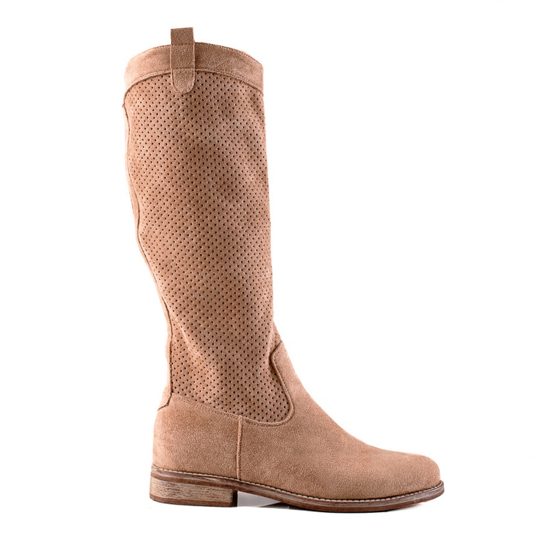 S. BARSKI Stivali in pelle scamosciata traforati di S.BARSKI beige marrone