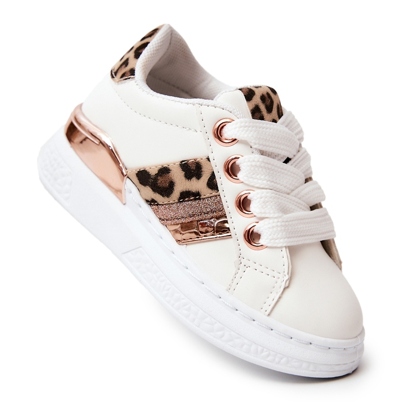 FR1 Scarpe Sportive in Pelle Leopard Bianco Trixie bianca