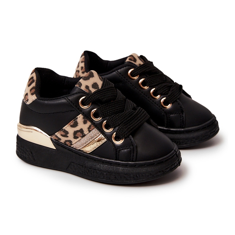 FR1 Scarpa sportiva Trixie in pelle leopardata nera nero