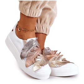 Sneakers da donna in pelle Slip-On Maciejka 05488-11 Bianche bianco