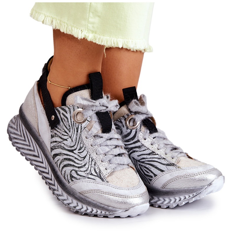 Sneakers da donna Maciejka in pelle 04916-03 Grigie grigio