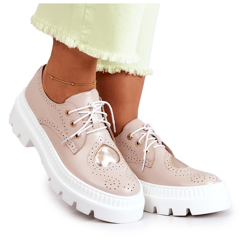 FILIPCZYK Scarpe In Pelle Con Cuori Beige Curtis