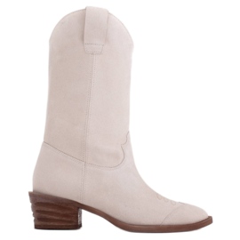 Marco Shoes Stivali da cowboy senza isolamento in pelle scamosciata naturale bianco