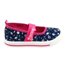 American Club Girls 'Ballerinas Sneakers con un fiocco Ten64/22 con fiori blu blu