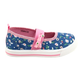 American Club Girls 'Ballerinas Sneaker con un fiocco in fiori blu