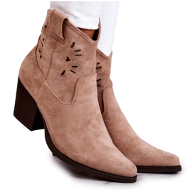 S.Barski Stivali da cowboy da donna in pelle scamosciata Beige Devon