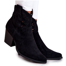 S.Barski Stivali da cowboy neri da donna in pelle scamosciata Devon nero