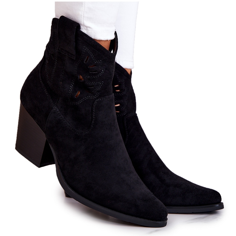 S.Barski Stivali da cowboy neri da donna in pelle scamosciata Devon nero