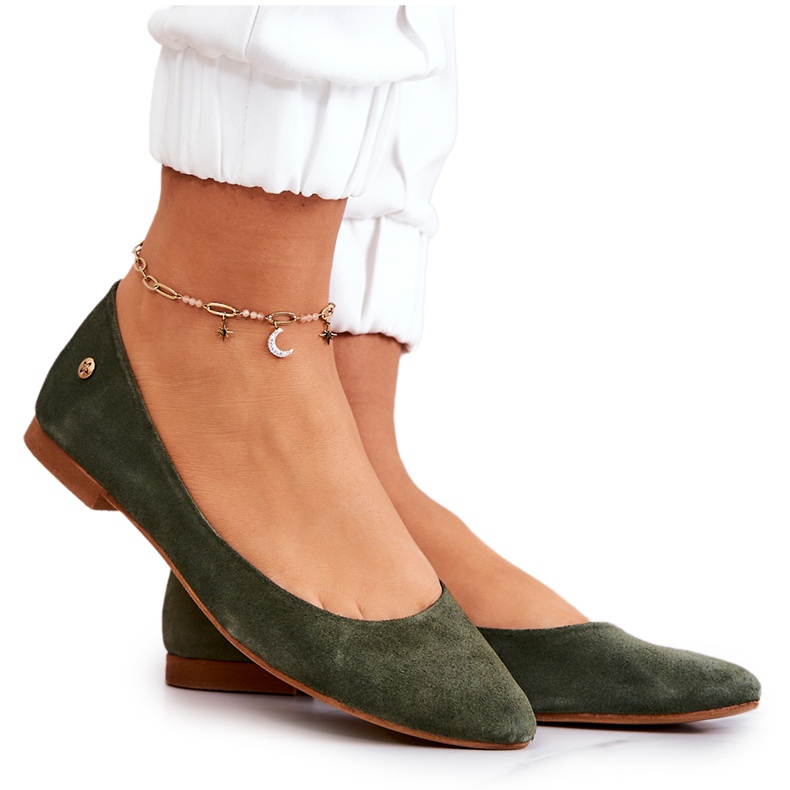 Ballerine da donna in camoscio Maciejka 04100-45 Khaki cachi verde