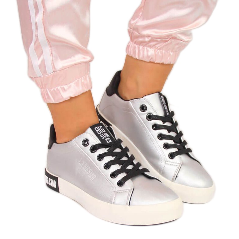 Sneakers basse con ecopelle Big Star W II274034 silver d'argento