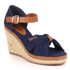 Sandali con zeppa Big Star W JJ274938 blu navy marrone