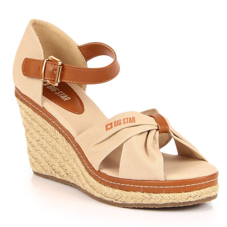 Sandali con zeppa Big Star W JJ274939 beige marrone