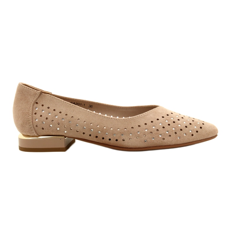 M.Daszyński Ballerine traforate con paillettes Daszyński SA201-1 Beige