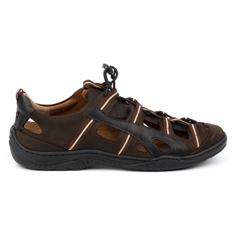 Kampol Scarpe da uomo sandali in pelle 26KAM marrone