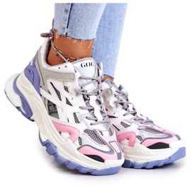 Sneakers Sportive da Donna in Pelle GOE JJ2N4090 Multicolor bianca viola rosa grigio