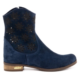 Olivier Comodi stivali Janet traforati blu navy