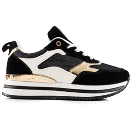 TRENDI Sneakers alla moda NERE e ORO nero