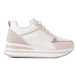 TRENDI Sneakers alla moda sulla piattaforma bianco multicolore