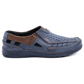Olivier 893MP scarpe da uomo mocassino in pelle blu navy marrone