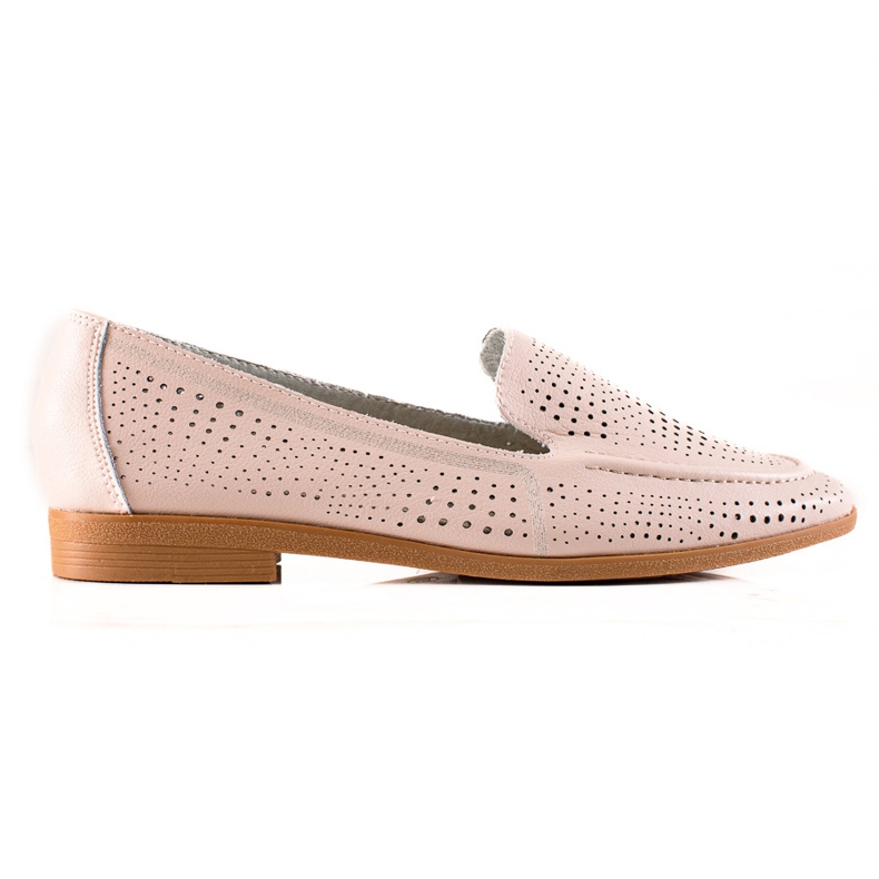 Goodin Mocassini in pelle con motivo traforato beige