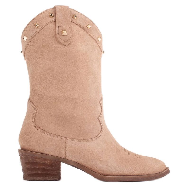 Marco Shoes Stivali da cowboy in camoscio con getti beige
