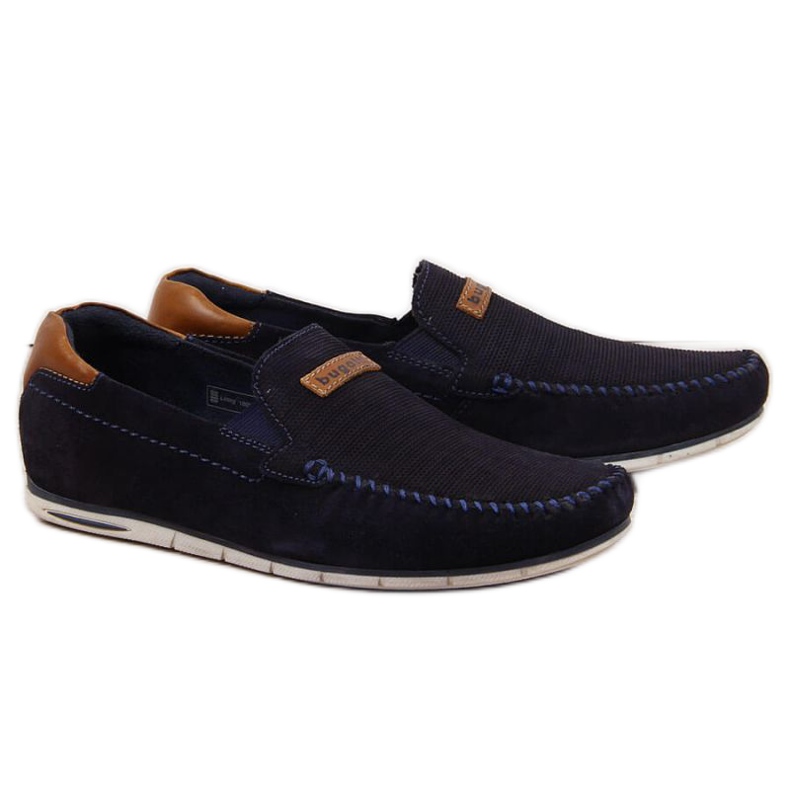 Mocassini in pelle Bugatti M HH153084 blu navy