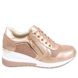 Sneaker con zeppa Champagne Bene Champagne rosa d'oro
