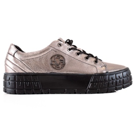 Filippo Sneakers in pelle sulla piattaforma beige