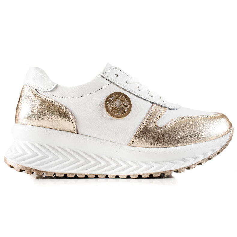 Filippo Sneakers classiche in pelle bianca d'oro