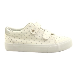 Sneakers Con Velcro Con Stelle Argento Atletico WY20757 Bianca