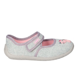 Slifori per bambini di Befado con un gattino 955x006 rosa grigio