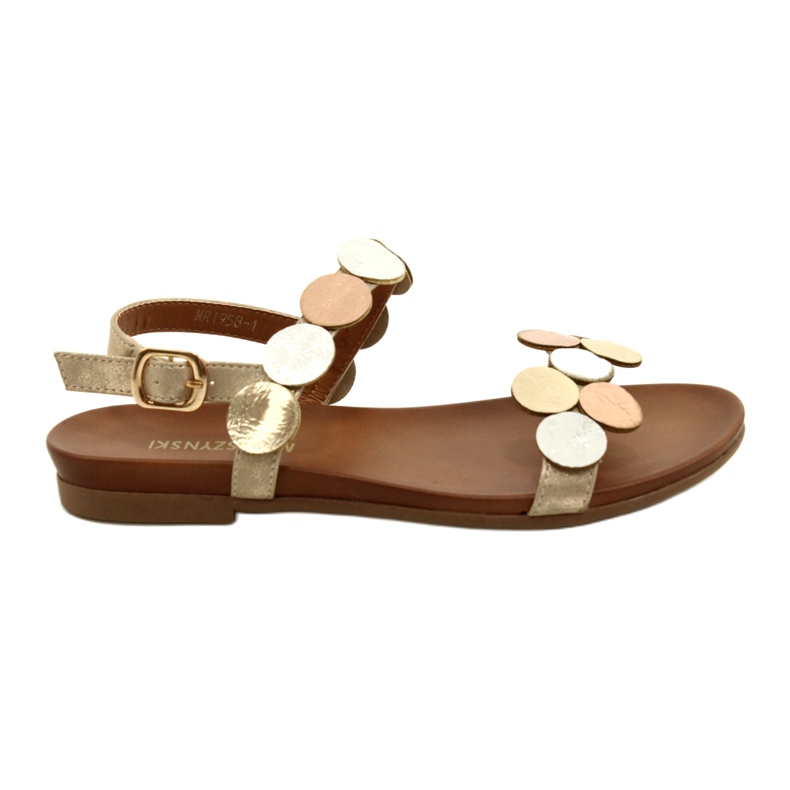 M.Daszyński Sandali ruote d'oro Daszyński MR1958-1 Gold beige d'argento