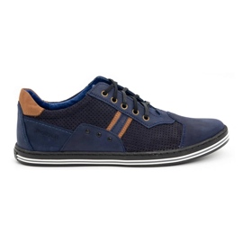 Polbut Scarpe casual da uomo 1801P blu navy nabuk / cammello