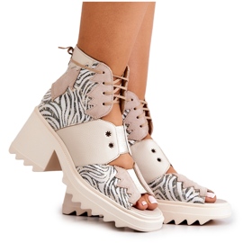 Stivali in pelle con cerniera Maciejka 05321-04 Beige