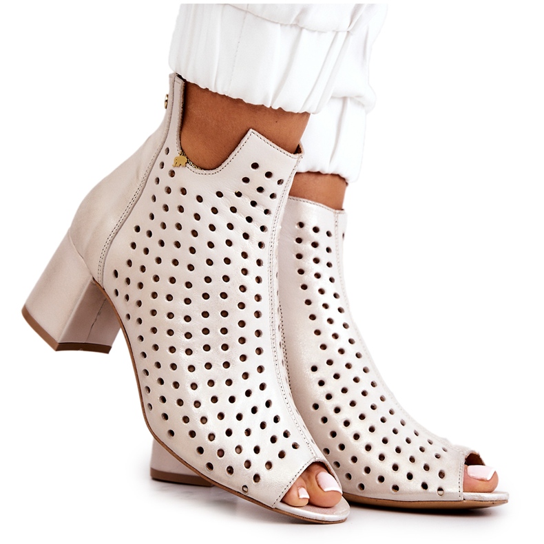 Stivali in pelle traforati Maciejka 05420-04 Beige