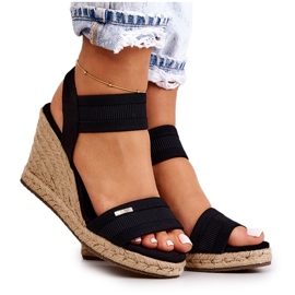 Sandali da donna con zeppa Big Star JJ274976 neri nero