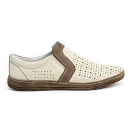 Olivier Scarpe mocassini da uomo in pelle per l'estate 713MP ecru beige