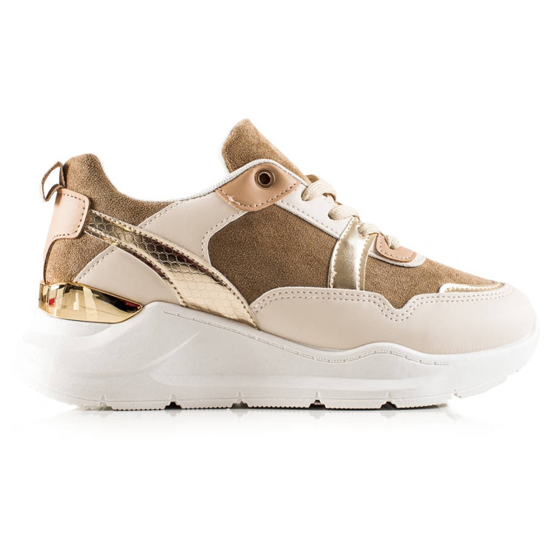 TRENDI Scarpe da ginnastica alla moda beige marrone d'oro
