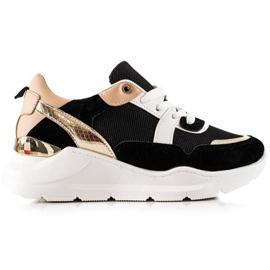 TRENDI Scarpe da ginnastica alla moda nero d'oro