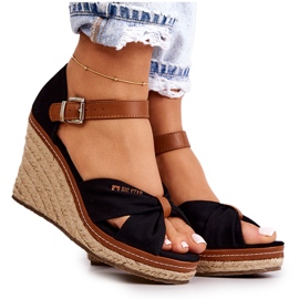 Sandali da donna con zeppa Big Star JJ274937 neri nero