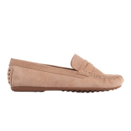 Marco Shoes Comodi mocassini realizzati in morbida pelle beige