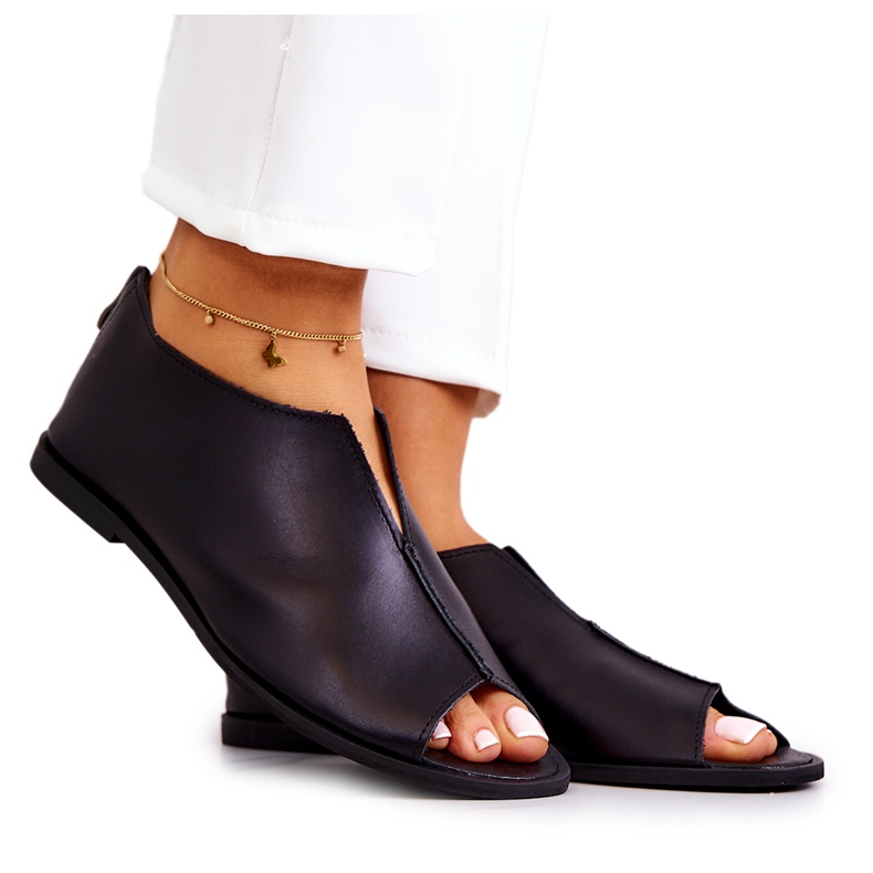 Scarpe in pelle con cerniera Nicole 2718/001 Nero